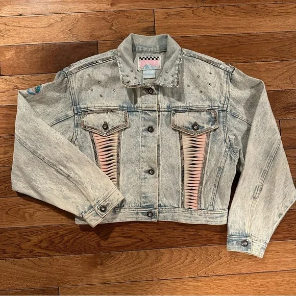 Vintage 1980s Hand Beaded and Embellished Extra Blues Jean Jacket Size M - Picture 12 of 16